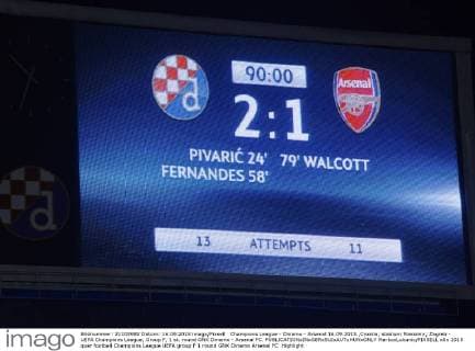Champions League - Dinamo - Arsenal 16.09.2015.,Croatia, stadium Maksimir, Zagreb - UEFA Champions League, Group F, 1 st. round GNK Dinamo - Arsenal FC.  MarkoxLukunic PIXSELL