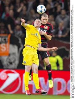 Leverkusen, 16.09.2015, BayArena Nikolai Signevich (Borisov), Kyriakos Papadopoulos (Bayer) Bayer Leverkusen - BATE Baryssau mm