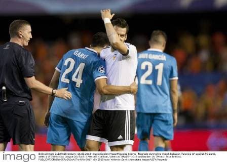 Negredo during the match between Valencia CF against FC Zenit, week 1 of Champions League 2015 16 in Mestalla stadium, Valencia, SPAIN - 2015 september 16. (Photo: Jose Breton).