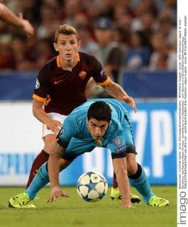 IPP20150916 Football - soccer: UEFA Champions League, AS Rom - Barcellona, luis Suarez e Digne (Hinweis: Verwendung nur in Deutschland - only Germany) xHOCHxZWEIx xItalyxPhotoxPressx 