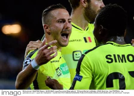 Milicevic Danijel midfielder of KAA Gent joie - but FOOTBALL : La gantoise vs Lyon - Ligue des Champions - 16 09 2015 PHOTONEWS PANORAMIC 