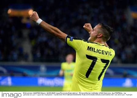 Milicevic Danijel midfielder of KAA Gent joie - but FOOTBALL : La gantoise vs Lyon - Ligue des Champions - 16 09 2015 PHOTONEWS PANORAMIC 