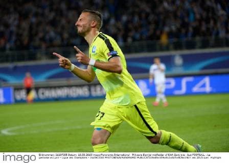 Milicevic Danijel midfielder of KAA Gent joie - but FOOTBALL : La gantoise vs Lyon - Ligue des Champions - 16 09 2015 PHOTONEWS PANORAMIC 