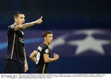 SOCCER - CL, Zagreb vs Arsenal ZAGREB,CROATIA,16.SEP.15 - SOCCER - UEFA Champions League, group stage, GNK Dinamo Zagreb vs FC Arsenal. Image shows Jeremy Taravel (Zagreb). GEPAxpictures xMaticxKlansek