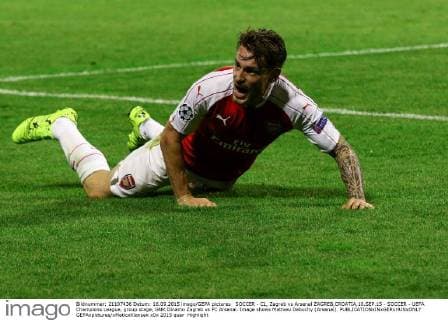 SOCCER - CL, Zagreb vs Arsenal ZAGREB,CROATIA,16.SEP.15 - SOCCER - UEFA Champions League, group stage, GNK Dinamo Zagreb vs FC Arsenal. Image shows Mathieu Debuchy (Arsenal). GEPAxpictures xMaticxKlansek