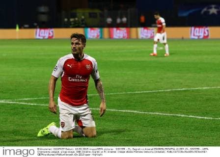 SOCCER - CL, Zagreb vs Arsenal ZAGREB,CROATIA,16.SEP.15 - SOCCER - UEFA Champions League, group stage, GNK Dinamo Zagreb vs FC Arsenal. Image shows Mathieu Debuchy (Arsenal). GEPAxpictures xMaticxKlansek