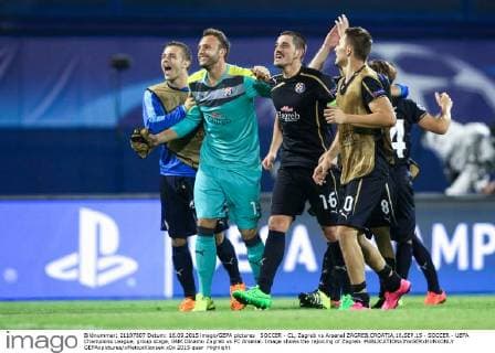 SOCCER - CL, Zagreb vs Arsenal ZAGREB,CROATIA,16.SEP.15 - SOCCER - UEFA Champions League, group stage, GNK Dinamo Zagreb vs FC Arsenal. Image shows the rejoicing of Zagreb. GEPAxpictures xMaticxKlansek