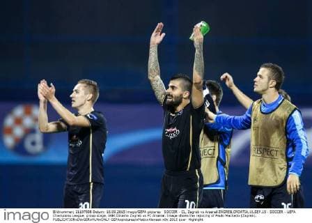 SOCCER - CL, Zagreb vs Arsenal ZAGREB,CROATIA,16.SEP.15 - SOCCER - UEFA Champions League, group stage, GNK Dinamo Zagreb vs FC Arsenal. Image shows the rejoicing of Paulo Machado (Zagreb). GEPAxpictures xMaticxKlansek