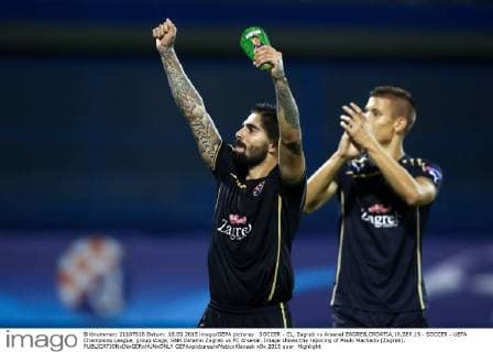 SOCCER - CL, Zagreb vs Arsenal ZAGREB,CROATIA,16.SEP.15 - SOCCER - UEFA Champions League, group stage, GNK Dinamo Zagreb vs FC Arsenal. Image shows the rejoicing of Paulo Machado (Zagreb). GEPAxpictures xMaticxKlansek