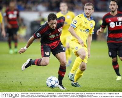 HERNANDEZ Javier Team Bayer 04 Leverkusen mit POLIAKOV UEFA Champions League Gruppe E Spiel Bayer 04 Leverkusen-FC Bate Borisov 4 : 1 am 16.September 2015 in der BayArena in Leverkusen 