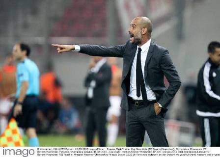 Piraeus Chef-Trainer Pep Guardiola (FC Bayern Muenchen), Olympiakos Piraeus vs. FC Bayern Muenchen, Fussball, Champions League, 16.09.2015 , Copyright: Kolbert Eibner-Pressefoto EP_CKT