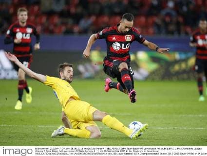 BELLARABI Karim Team Bayer 04 Leverkusen mit ALEKSIEVIC UEFA Champions League Gruppe E Spiel Bayer 04 Leverkusen-FC Bate Borisov 4 : 1 am 16.September 2015 in der BayArena in Leverkusen 