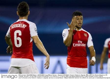 Zagreb 16.09.2015, Maksimir Stadium, Zagreb, CRO, UEFA CL, Dinamo Zagreb vs FC Arsenal, Gruppe F, im Bild Alex Oxlade-Chamberlain 15 of Arsenal F.C. during UEFA Champions League group F match between Dinamo Zagreb and FC Arsenal at the Maksimir Stadium in Zagreb, Germany on 2015 09 16.  EX_SPIDA  