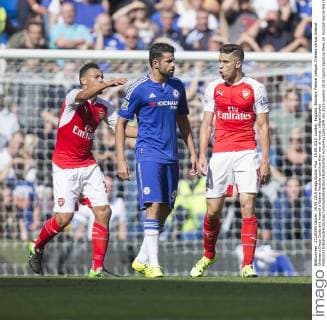 19.09.2015. London, England. Barclays Premier League. Chelsea versus Arsenal. Chelsea s Diego Costa and Arsenal s Gabriel Paulista continue their war of words. xNigelxCookex  ActionPlus11661804