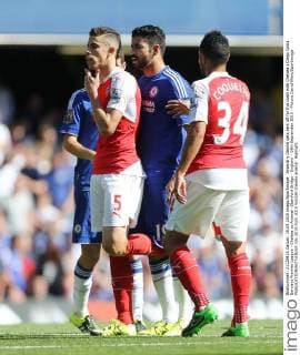 Arsenal s Gabriel gets sent off for this clash with Chelsea s Diego Costa Barclays Premier League - Chelsea vs Arsenal -Stamford Bridge - England - 19th September 2015 - Picture David Klein Sportimage EDITORIAL USE ONLY. No use with unauthorised audio, video, data, fixture lists, club league logos or live services. Online in-match use limited to 120 images, no video emulation. No use in betting, games or single club league player publications.