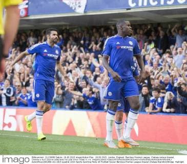 19.09.2015. London, England. Barclays Premier League. Chelsea versus Arsenal. Chelsea s Kurt Zouma celebrates his goal which made it 1-0. xNigelxCookex  ActionPlus11661884