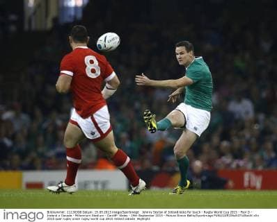 Johnny Sexton of Ireland kicks for touch - Rugby World Cup 2015 - Pool D - Ireland v Canada - Millennium Stadium - Cardiff- Wales - 19th September 2015 - Picture Simon Bellis Sportimage EDITORIAL USE ONLY. No use with unauthorised audio, video, data, fixture lists, club league logos or live services. Online in-match use limited to 120 images, no video emulation. No use in betting, games or single club league player publications.