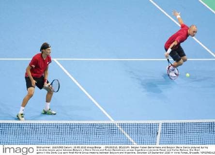 - BRUSSELS, BELGIUM: Belgian Ruben Bemelmans and Belgian Steve Darcis pictured during a doubles tennis game between Belgium s Steve Darcis and Ruben Bemelmans versus Argentina s Leonardo Mayer and Carlos Berlocq, the third game in the Davis Cup semi final World Group meeting between Belgium and Argentina, Saturday 19 September 2015 in Vorst-Forest, Brussels. VIRGINIExLEFOUR  x04703499x