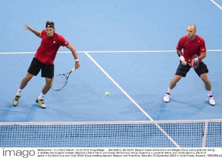 - BRUSSELS, BELGIUM: Belgian Ruben Bemelmans and Belgian Steve Darcis pictured during a doubles tennis game between Belgium s Steve Darcis and Ruben Bemelmans versus Argentina s Leonardo Mayer and Carlos Berlocq, the third game in the Davis Cup semi final World Group meeting between Belgium and Argentina, Saturday 19 September 2015 in Vorst-Forest, Brussels. VIRGINIExLEFOUR  x04703498x