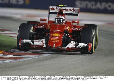 Sept. 19, 2015 - Singapore, Singapore - KIMI RAIKKONEN of Finland and Scuderia Ferrari drives during the qualifying session of the 2015 Formula 1 Singapore Grand Prix at Marina Bay Street Circuit, in Singapore. F1 2015 - Singapore Grand Prix - Qualifying - ZUMAg147