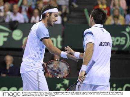 Leonardo Mayer and Carlos Berlocq of Argentina TENNIS : Belgique vs Argentine - Coupe Davis - Demi - 19 09 2015 PhotoNews Panoramic 