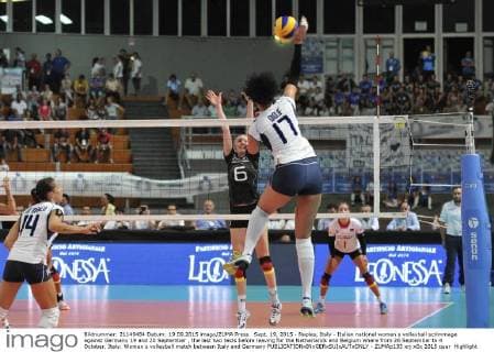 Sept. 19, 2015 - Naples, Italy - Italian national women s volleyball scrimmage against Germany 19 and 20 September , the last two tests before leaving for the Netherlands and Belgium where from 26 September to 4 October. Italy: Women s volleyball match between Italy and Germany - ZUMAp133