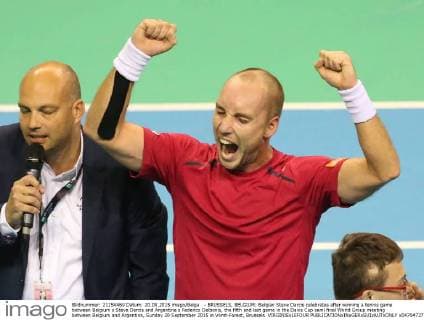 - BRUSSELS, BELGIUM: Belgian Steve Darcis celebrates after winning a tennis game between Belgium s Steve Darcis and Argentina s Federico Delbonis, the fifth and last game in the Davis Cup semi final World Group meeting between Belgium and Argentina, Sunday 20 September 2015 in Vorst-Forest, Brussels. VIRGINIExLEFOUR  x04704727x