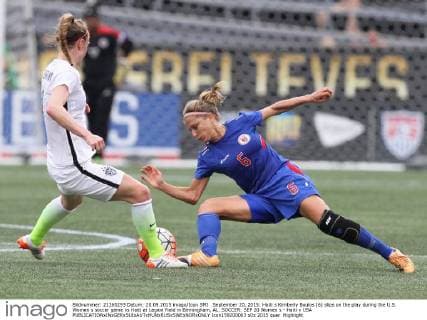 September 20, 2015: Haiti s Kimberly Boulos (6) slips on the play during the U.S. Women s soccer game vs Haiti at Legion Field in Birmingham, AL. SOCCER: SEP 20 Women s - Haiti v USA Icon159200063 EDITORIAL USE ONLY