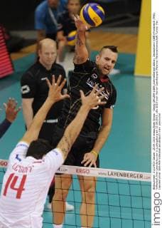 Georg GROZER (GER),Schmetterball,Aktion, Deutschland (GER)-Frankreich (FRA). Volleyball Vier Laenderturnier in Ludwigsburg am 25.09.2015.
