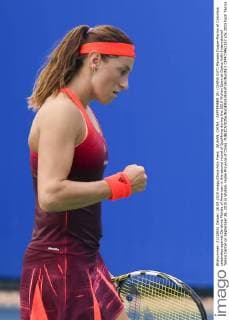 WUHAN, CHINA - SEPTEMBER 26: (CHINA OUT) Mariana Duque-Marino of Colombia celebrates against Christina Mchale of American in the second round of Qualifying during the 2015 Wuhan Open at Optics Vally International Tennis Center on September 26, 2015 in Wuhan, Hubei Province of China.  CFP473461357 