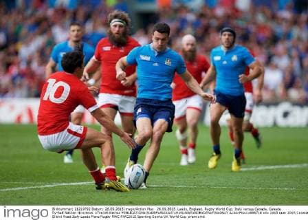 26.09.2015. Leeds, England. Rugby World Cup. Italy versus Canada. Canada fly-half Nathan Hirayama. xTimxWilliamsx  ActionPlus11664710