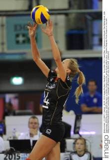 Eurovolley 2015 Czech Rep. vs Romania Eindhoven The Netherlands 26th September 2015 Eurovolley 2015 Germany vs Serbia Serbia win the game three sets to zero. Captain Margreta Anna Kozuch on the ball. 