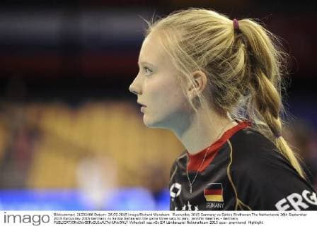 Eurovolley 2015 Germany vs Serbia Eindhoven The Netherlands 26th September 2015 Eurovolley 2015 Germany vs Serbia Serbia win the game three sets to zero. Jennifer Geerties - Germany 