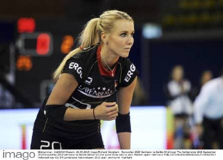 Eurovolley 2015 Germany vs Serbia Eindhoven The Netherlands 26th September 2015 Eurovolley 2015 Germany vs Serbia Serbia win the game three sets to zero. Mareen Apitz - Germany 
