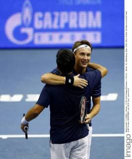 tennis. St. Petersburg Open 2015. Sibur Arena. Winners in doudle Treat HUEY & Henri KONTINEN.