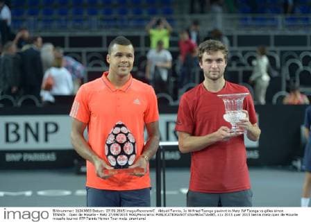 Aktuell Tennis, Jo Wilfried Tsonga gewinnt in Metz JW Tsonga vs gilles simon TENNIS : Open de Moselle - Metz 27 09 2015 MOA Panoramic 