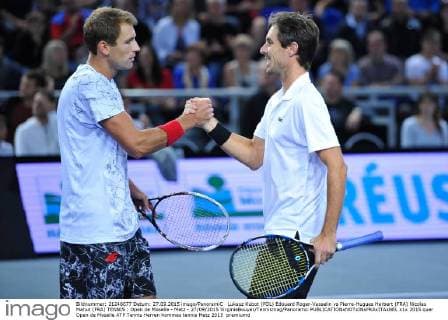 Lukasz Kubot (POL) Edouard Roger-Vasselin vs Pierre-Hugues Herbert (FRA) Nicolas Mahut (FRA) TENNIS : Open de Moselle - Metz - 27 09 2015 VirginieBouyer Tennismag Panoramic 