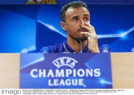 28.09.2015, Fussball, UEFA Champions League FC Barcelona Barca - Bayer 04 Leverkusen Pressekonferenz und Training, v.l. Luis Enrique coach (FC Barcelona)
