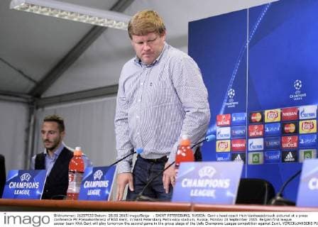 - SAINT PETERSBURG, RUSSIA: Gent s head coach Hein Vanhaezebrouck pictured at a press conference PK Pressekonferenz of KAA Gent, in Saint Petersburg Petrovskiy stadium, Russia, Monday 28 September 2015. Belgian first league soccer team KAA Gent will play tomorrow the second game in the group stage of the Uefa Champions League competition against Zenit. YORICKxJANSENS  x04710166x