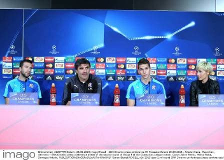 GNK Dinamo press conference PK Pressekonferenz 28.09.2015., Allianz Arena, Muenchen, Germany - GNK Dinamo press conference ahead of the second round of Group F of the Champions League match. Coach Zoran Mamic, Marko Pjaca, Domagoj Antolic.  GoranxStanzl PIXSELL
