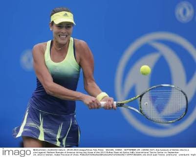 WUHAN, CHINA - SEPTEMBER 29: (CHINA OUT) Ana Ivanovic of Serbia returns a shot against Madison Brengle of America during day three of the 2015 Wuhan Open at Optics Vally International Tennis Center on September 29, 2015 in Wuhan, Hubei Province of China.  CFP473602691 