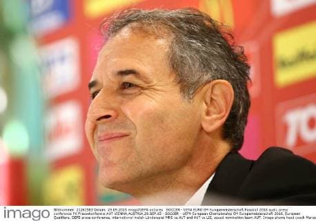 SOCCER - UEFA EURO EM Europameisterschaft Fussball 2016 quali, press conference PK Pressekonferenz AUT VIENNA,AUSTRIA,29.SEP.15 - SOCCER - UEFA European Championship EM Europameisterschaft 2016, European Qualifiers, OEFB press conference, international match Länderspiel MNE vs AUT and AUT vs LIE, squad nomination team AUT. Image shows head coach Marcel Koller (AUT). GEPAxpictures xChristianxOrt