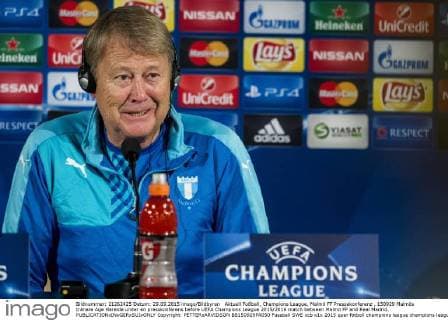 Aktuell Fußball, Champions League, Malmö FF Pressekonferenz , 150929 Malmös tränare Age Hareide under en presskonferens before UEFA Champions League 2015 2016 match between Malmö FF and Real Madrid.  Copyright: PETTERxARVIDSON BB150929PA050