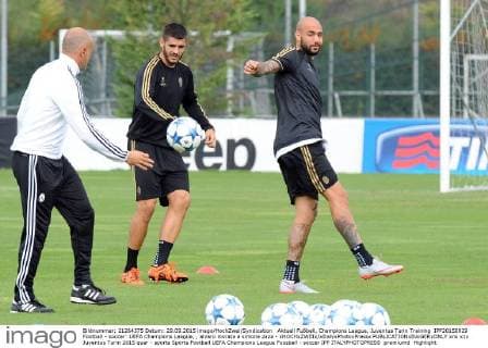 Aktuell Fußball, Champions League, Juventus Turin Training IPP20150929 Football - soccer: UEFA Champions League, , alvaro morata e simone zaza - xHOCHxZWEIx xItalyxPhotoxPressx 