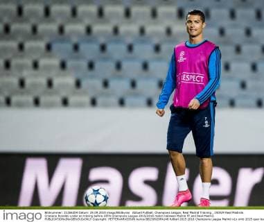 Aktuell Fußball, Champions League, Real Madrid Training , 150929 Real Madrids Cristiano Ronaldo under en träning before UEFA Champions League 2015 2016 match between Malmö FF and Real Madrid.  Copyright: PETTERxARVIDSON kurios BB150929PA148