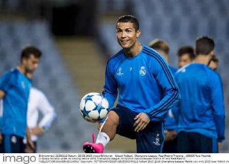 Aktuell Fußball, Champions League, Real Madrid Training , 150929 Real Madrids Cristiano Ronaldo under en träning before UEFA Champions League 2015 2016 match between Malmö FF and Real Madrid.  Copyright: PETTERxARVIDSON BB150929PA112