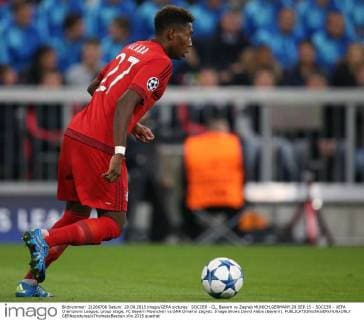 SOCCER - CL, Bayern vs Zagreb MUNICH,GERMANY,29.SEP.15 - SOCCER - UEFA Champions League, group stage, FC Bayern Muenchen vs GNK Dinamo Zagreb. Image shows David Alaba (Bayern). GEPAxpictures xThomasxBachun