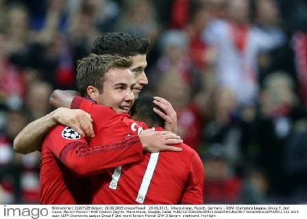 29.09.2015., Allianz Arena, Munich, Germany - UEFA Champions League, Group F, 2nd round, Bayern Munich - GNK Dinamo Zagreb. Mario Gotze, Douglas Costa.  GoranxStanzl PIXSELL