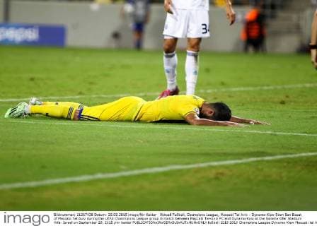 Aktuell Fußball, Champions League, Maccabi Tel Aviv - Dynamo Kiew Eden Ben Basat of Maccabi Tel Aviv during the UEFA Chanmpions League group G match between Maccabi Tel-Aviv FC and Dynamo Kyiv at the Sammy Ofer Stadium Hifa- Israel on September 29, 2015 nir keidar 