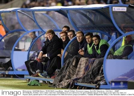 Aktuell Fußball, Champions League, Zenit St. Petersburg - KAA Gent - SAINT PETERSBURG, RUSSIA: Gent s head coach Hein Vanhaezebrouck pictured during the game between Belgian first league soccer team KAA Gent and Russian Zenit, second game in the group stage of the Uefa Champions League competition, Tuesday 29 September 2015, in the Petrovsky stadium in Saint Petersburg, Russia. YORICKxJANSENS  x04710665x